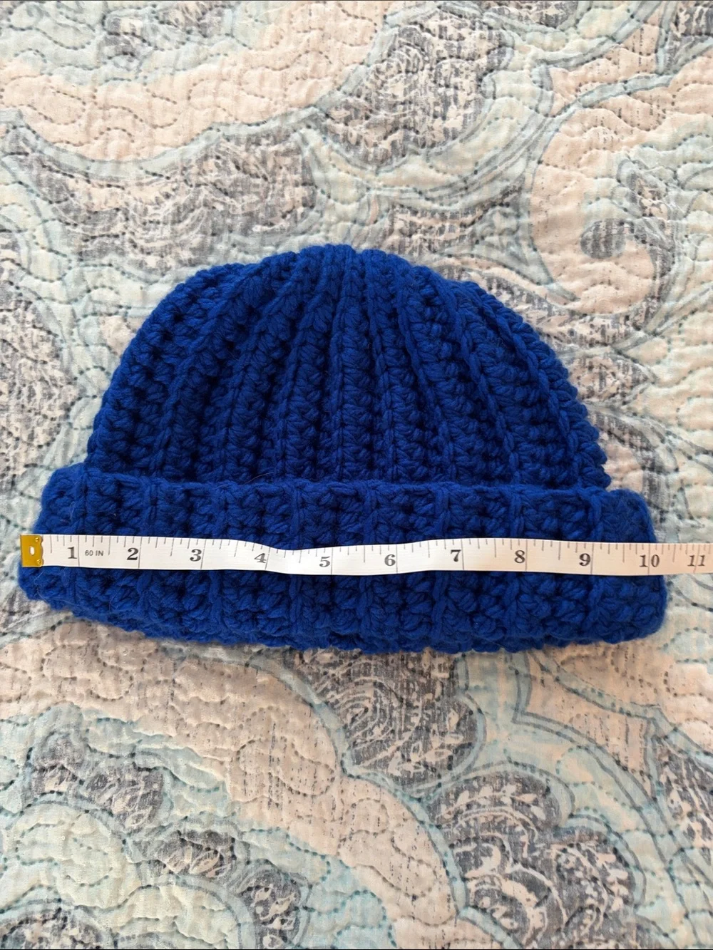 Hand Crafted Royal Blue Kids Knit Beanie Hat